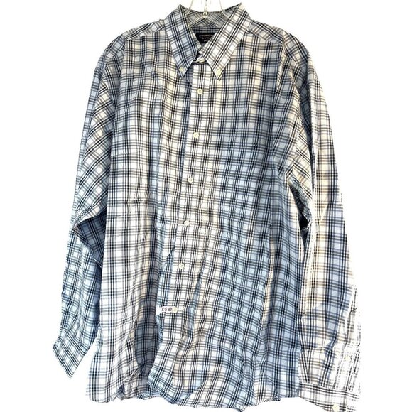 Roundtree & Yorke Other - Roundtree & Yorke Easy Care Mens Shirt Button Down Blue Plaid Long Slvs Size XL
